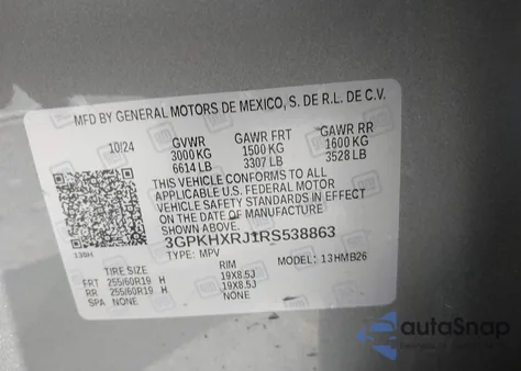 2024 Honda Prologue Touring z USA, uszkodzony, nr VIN 3GPKHXRJ1RS538863